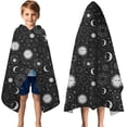 thumbnail image 3 of Black White Zodiac Sun Moon Pattern Hooded Bath Towel，50"x30" for Ages 3 To 12 Kids, Quick Dry Lightweight Soft Microfiber Hood Beach Towel Cover Up for Kids, 3 of 7