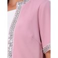 thumbnail image 5 of INSPIRE CHIC Women's Halloween Cropped Bolero Sequined Trim Short Sleeves Open Front Shrugs M Pink, 5 of 6