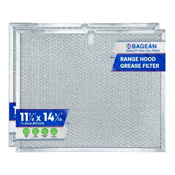 Range Hood Filter Replacement 14.3" x 11.8" for BPS1FA30 Broan Range Hood Filter - Aluminum Mesh Stove Vent Filter - Blocks and Filters Kitchen Air Grease in Oven Overhead Exhaust Fan - (2-Pack)