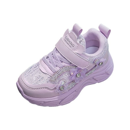 ZHAGHMIN Cute Flower Walking Sneakers Girls Children S Running Shoes Leather Mesh Breathable Girls  Sports Shoes Dress Up Shoes for Toddler Girls Purple Size31