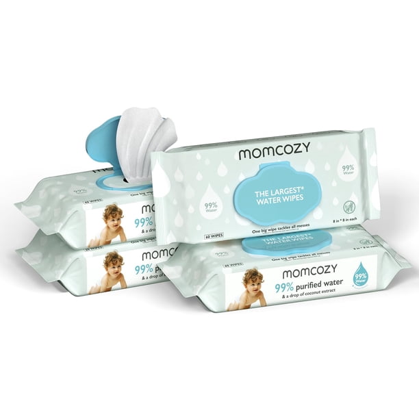 Toallitas húmedas Momcozy para bebés, extra grandes, 240 unidades, 4 unidades