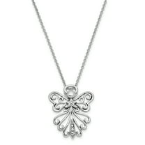 Sterling Silver CZ Antiqued Angel, Heavenly Angel 18in. Necklace and Pendant