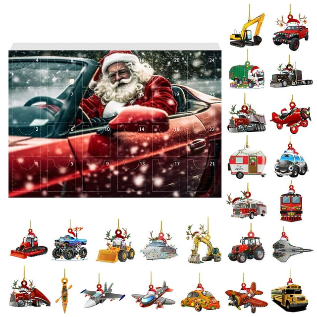 Calendario De Adviento Calendario De Adviento Con 24 Coches, Trenes, Aviones, Etc. Calendario De Adviento De Navidad 2025 Calendario De Adviento De Navidad Con 24 Accesorios De Transporte Colecci
