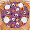 thumbnail image 2 of Halloween Themed Elastic Table Cover for 52 Inch Round Table - Pumpkin Printed Washable Fabric Party Dining Room Decor, 2 of 6
