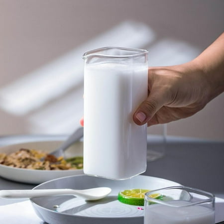 

Milk Carton Creamer Square Heat Resistant Mini Milk Glass Cup Creamer Pitcher Milk Box for Milk Coffee Water Juice Beverages