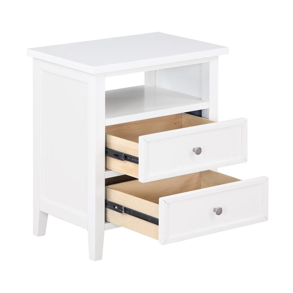 Comfort Pointe Walker White Wood 2-drawer Casual Storage Nightstand