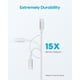 thumbnail image 5 of Cable USB C Huukein blanco de 3 m, paquete de 2 unidades, carga rápida para iPhone, 5 of 7