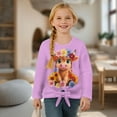 thumbnail image 4 of Xixirimido Highland Cow Daisy Purple Pattern Girls Casual Tunic Tops Tie-hem Long Sleeve Loose Soft Blouse T-Shirt Cute Graphic Girls Shirts, Size 5-6, 4 of 7