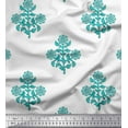 thumbnail image 1 of Soimoi Green Japan Crepe Satin Fabric Leaves & Floral Block Print Fabric by the Yard 42 Inch Wide, 1 of 3