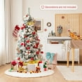 Gymax 5 FT Artificial Snow Flocked Pencil Christmas Tree w/ White Berries & Flowers