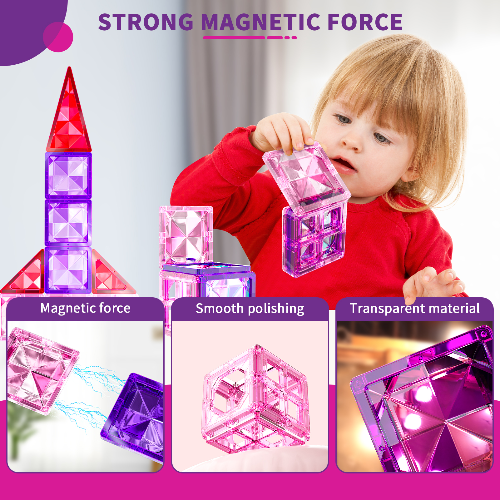 Lucky Doug 44-Piece Magnetic Tiles Building Set photo 4
