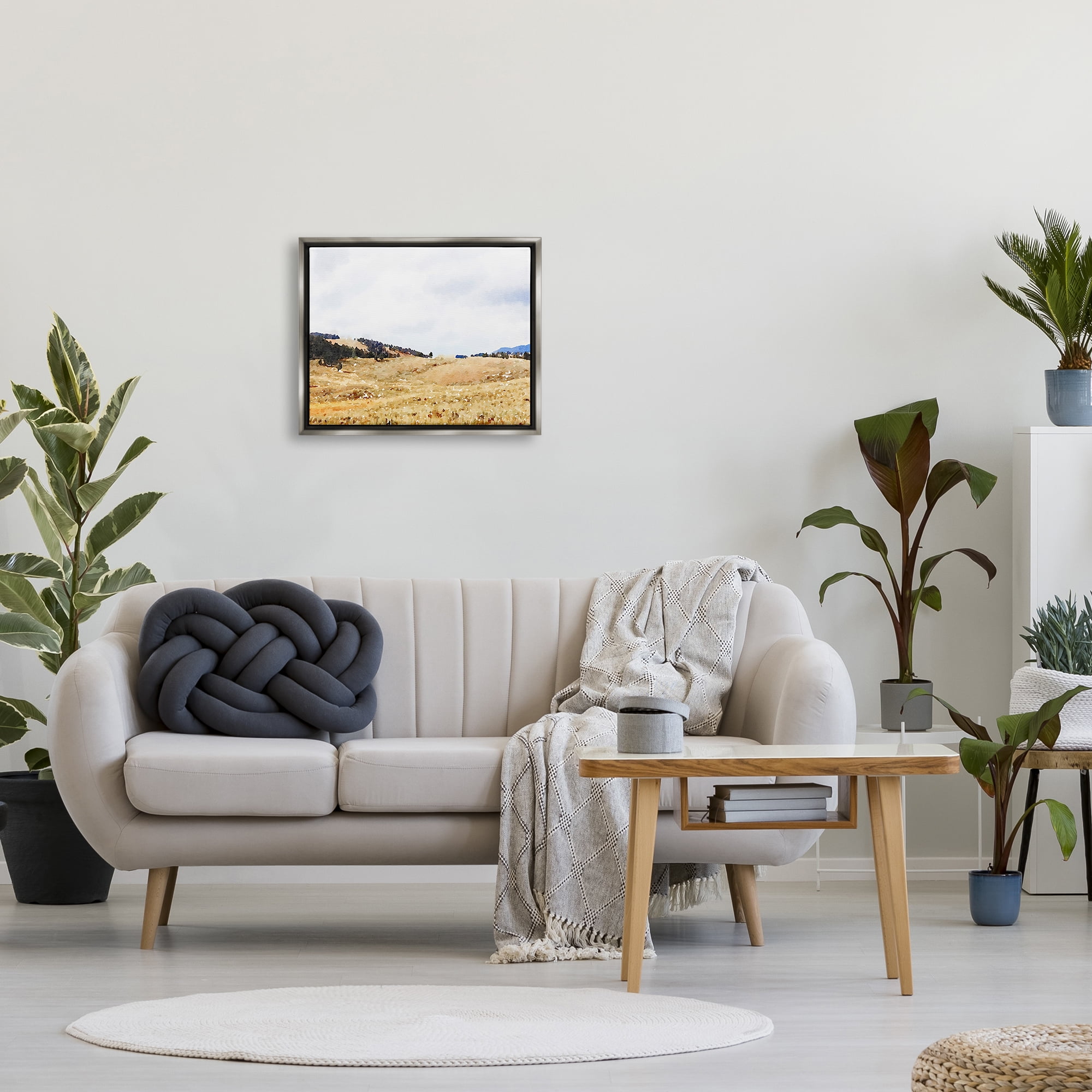 Stupell Montana Plains Rural Countryside Landscape Painting Gray Floater Framed Art Print Wall Art