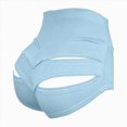 thumbnail image 5 of HCNTES Women's High Waist Yoga Booty Shorts Cut Out Sexy Dance Club Gym Active Hot Pants (Light Blue,L), 5 of 8