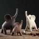 thumbnail image 4 of 3/4 figuras de elefantes de cerámica de estilo vintage para decoración del hogar. 3 piezas multicolor, 4 of 7