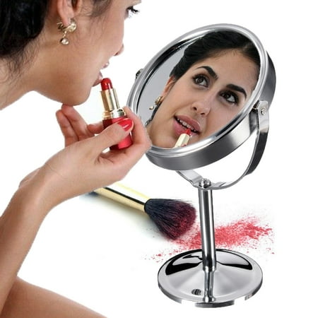 6 Inch 360 degrees Table Mirror Magnification Tabletop Vanity Standing Oval Mirror Makeup Mirrors Two Side (Best Tabletop Makeup Mirror)