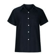 thumbnail image 5 of Womens Casual Short Sleeve Button Shirts V Neck Collared Shirt Tops Blouses with Pockets, 5 of 6