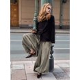 thumbnail image 6 of Women's Palazzo Balloon Pants Drawstring Waist Wide Leg Pleated Baggy Casual Lantern Joggers Brown S, 6 of 10