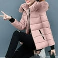 thumbnail image 3 of Stichou Down Coats for Women with Hood Thicken Warm Puffer Jacket with Faux Fur Hood Heavyweight Jackets Winter Coat Pockets Pink XL, 3 of 4