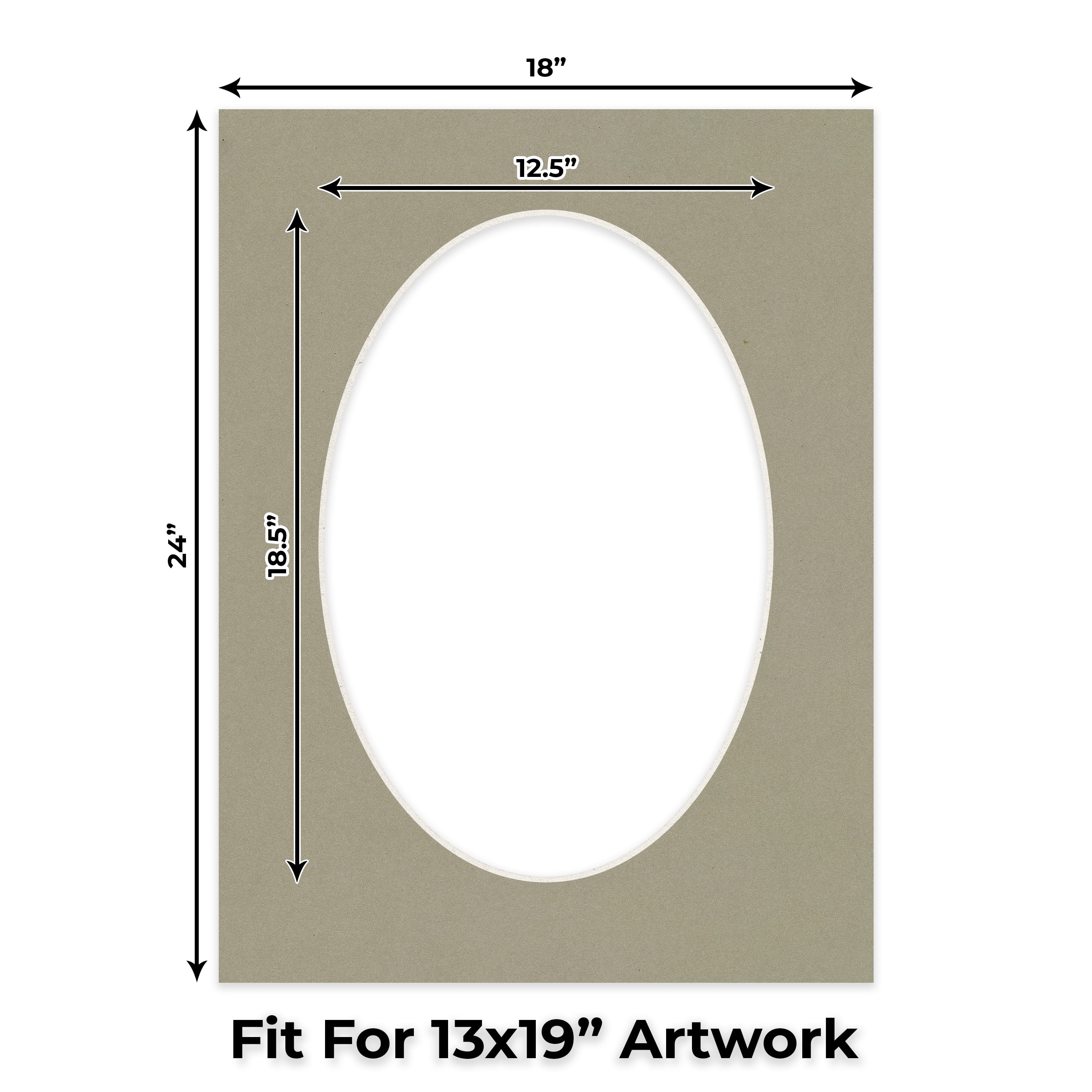 Umber Green Picture Frame Mat for 18x24 Frames - Oval Opening for 13x19 Photos - 25 Mats
