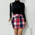 thumbnail image 4 of Perfectbot Women's High Waist Plaid A-Line Mini Skirt - Wool Blend Bodycon Elegant Fall Spring Casual Skirt, 4 of 6