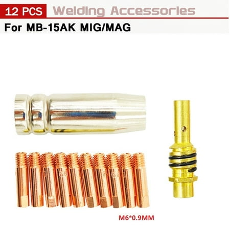 

Leke 12Pcs MB-15AK MIG/MAG M6 Welding Weld Torch Contact Tips Holder Gas Nozzle