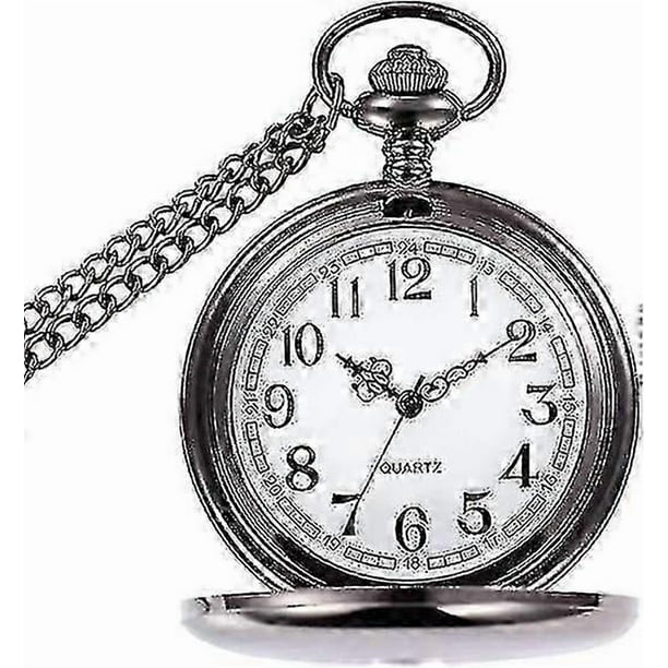 Men's Pocket Watch with Chain, Classic Vintage Quartz Pendant Fob Pocket Watches