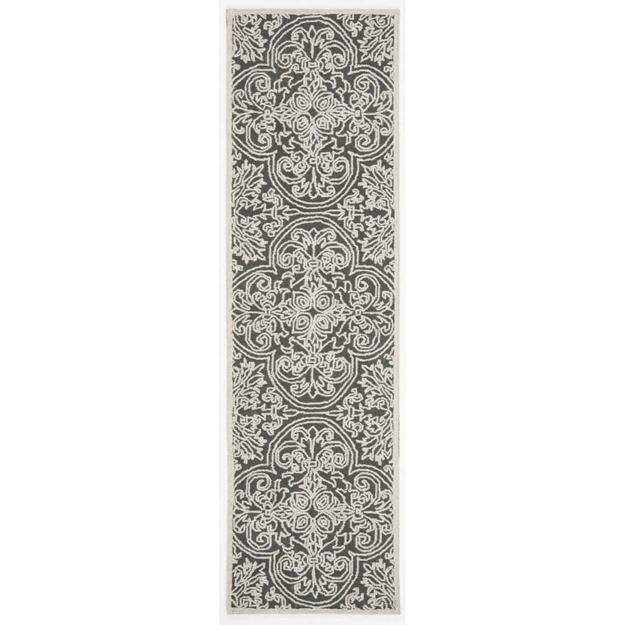SAFAVIEH Trace Burton Geometric Wool Runner Rug, Dark Grey/Light Grey, 2'3" x 8'
