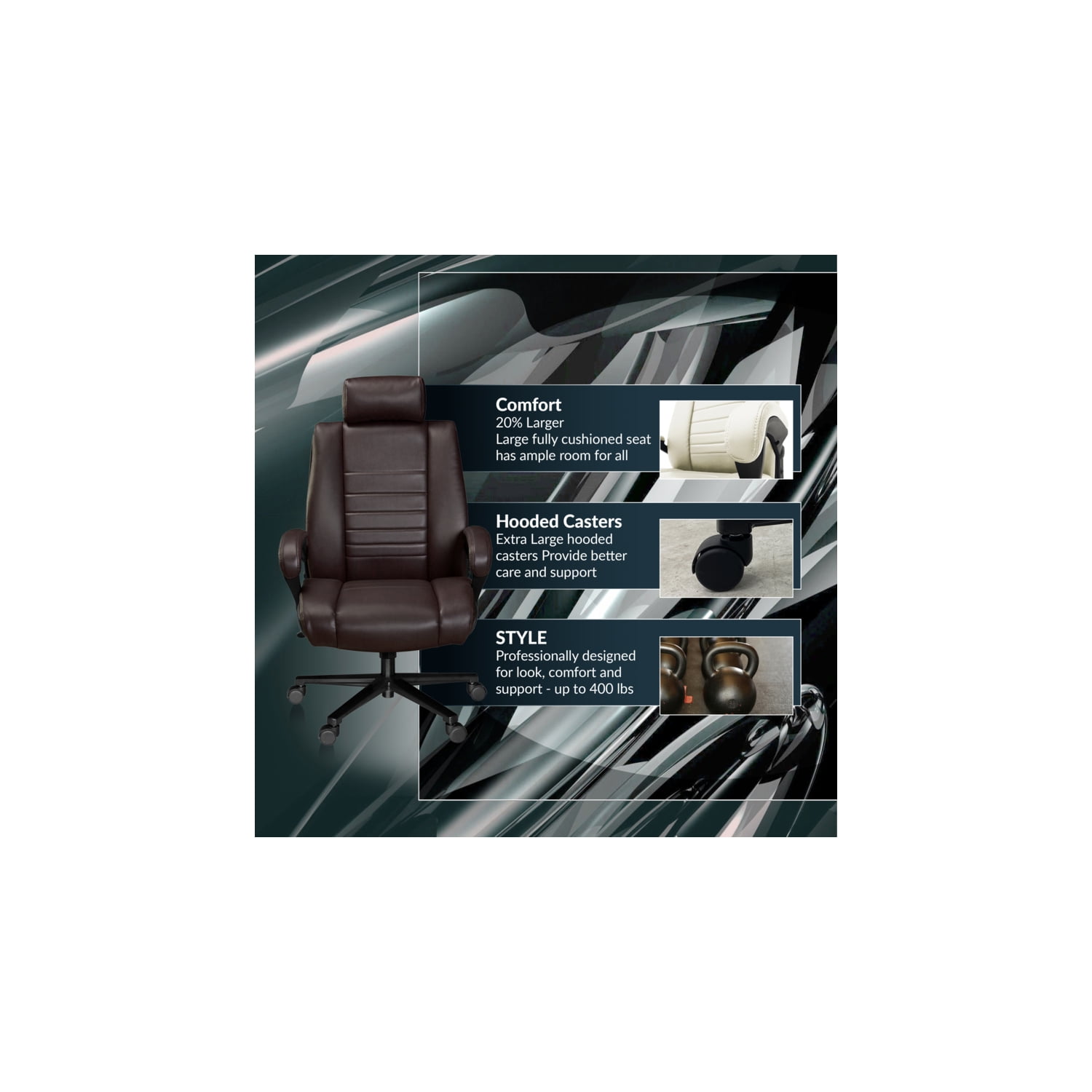 Regency DuraForce Big & Tall Ergonomic Executive Office Chair, 400 lbs Support - Brown
