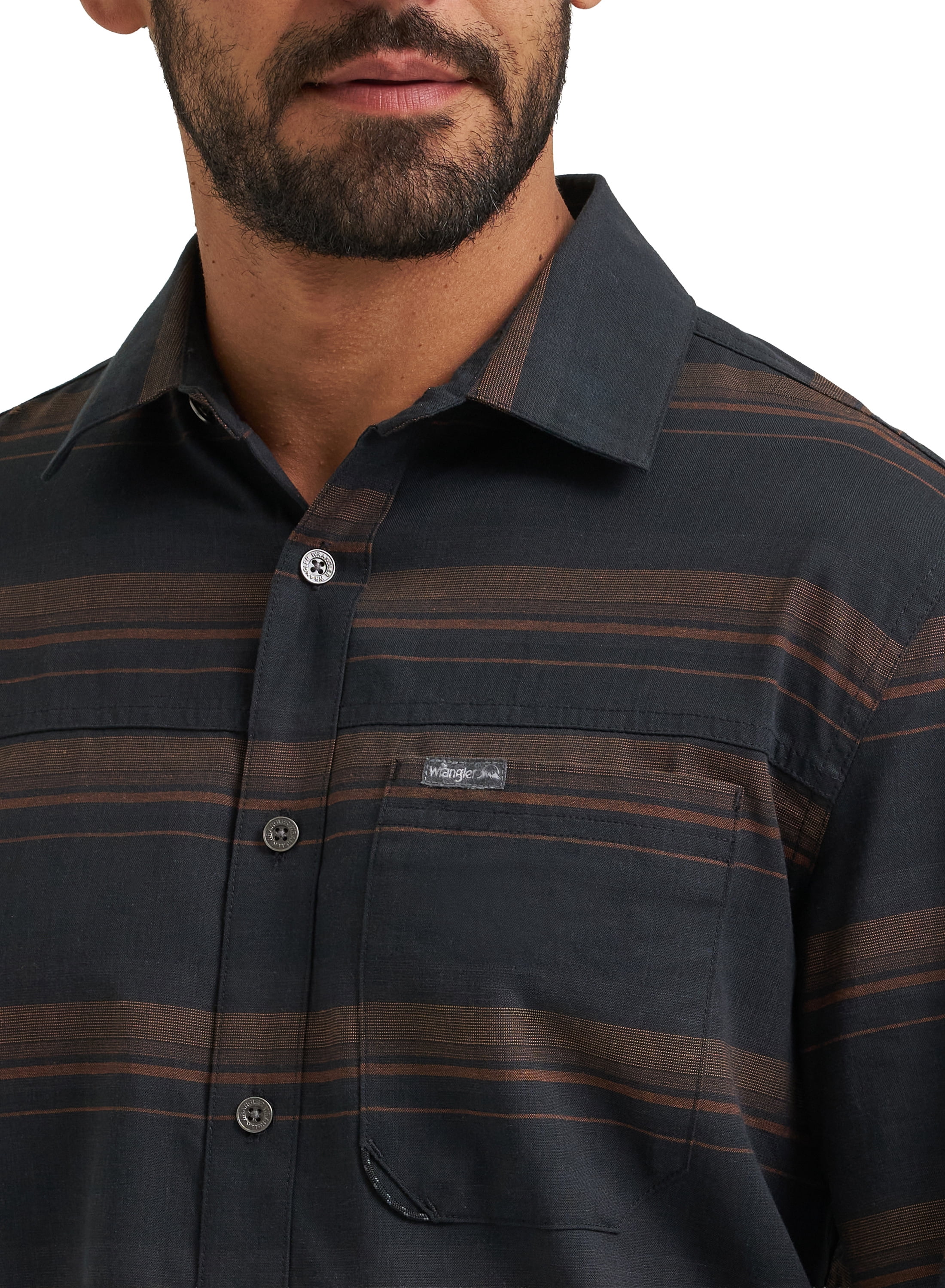 Wrangler Mens Long Sleeve Outdoor Single Pocket Shirt