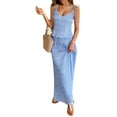 thumbnail image 2 of Women'S Vacation Casual Style Sling Seaside Long Skirt Going Out Set 2 Piece Outfits Blue XL, 2 of 7