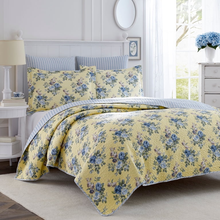 Laura Ashley Linley Reversible Cotton Quilt Set, Full/Queen