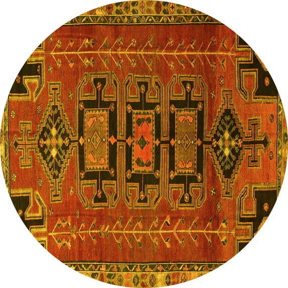 Ahgly Company Indoor Round Persian Yellow Traditional Area Rugs, 6' Round