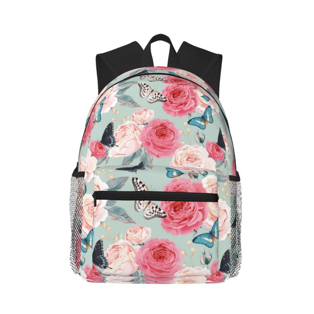 Easygdp Roses and Butterflies Mochila Casual para Portátil, Mochila para Escuela, Viajes, Negocios