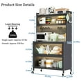 thumbnail image 2 of 5-Tier Rolling Kitchen Storage Cabinet with Transparent Doors & Customizable Hooks for Appliances, Dishes & Pantry Organization - Sturdy Metal with Wheels (Gray), 2 of 9