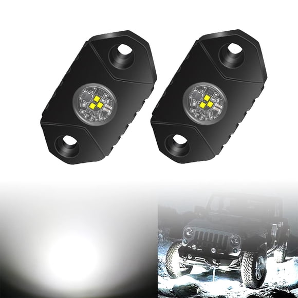 Luces LED Rock Lights 4WDKING, blancas, IP68, impermeables, 2 cápsulas