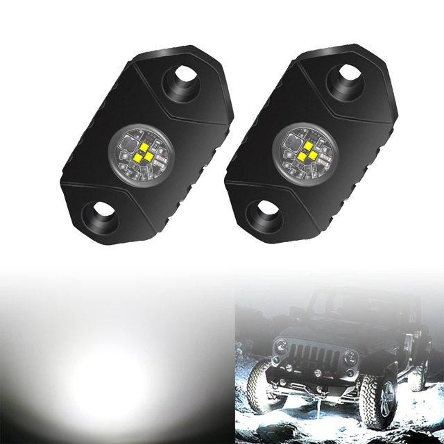Luces LED Rock Lights 4WDKING, blancas, IP68, impermeables, 2 cápsulas