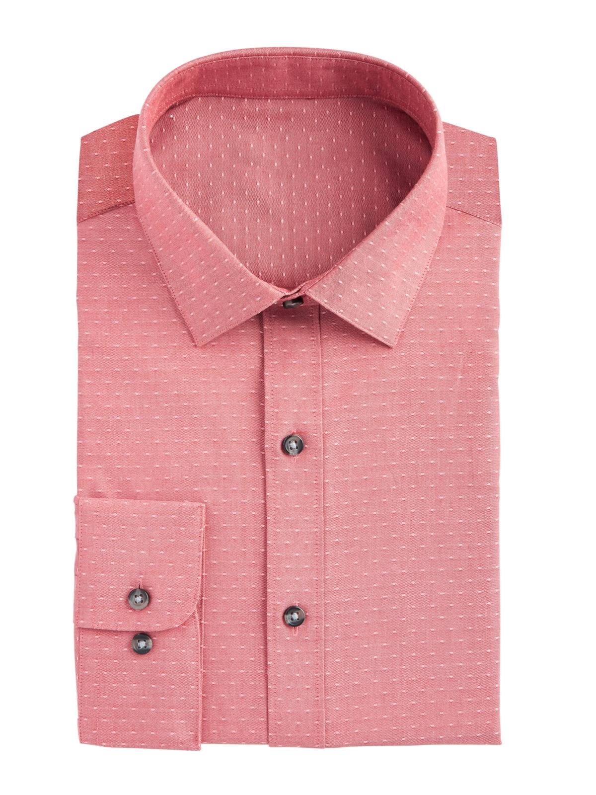 Mens Red Collared Slim Fit Dress Shirt 