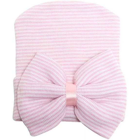 Newborn Baby Hat Set for Baby Girls Soft Infant Baby Beanie Knit Caps with Bow Knot, 1 pack