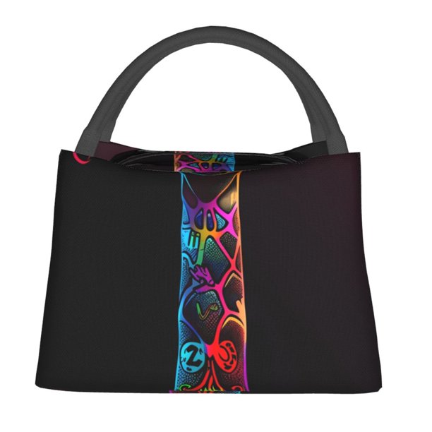 Easygdp Neon Psychedelic Giraffe Bolsa de Almuerzo Insulada Reutilizable, Bolsa de Mano y Bandolera para Oficina, Trabajo, Viajes
