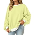 thumbnail image 2 of NominalSnug Womens Oversized Sweatshirts Crewneck Long Sleeve Pullover 2026 Cute Color Block Casual Fleece Tops, 2 of 8