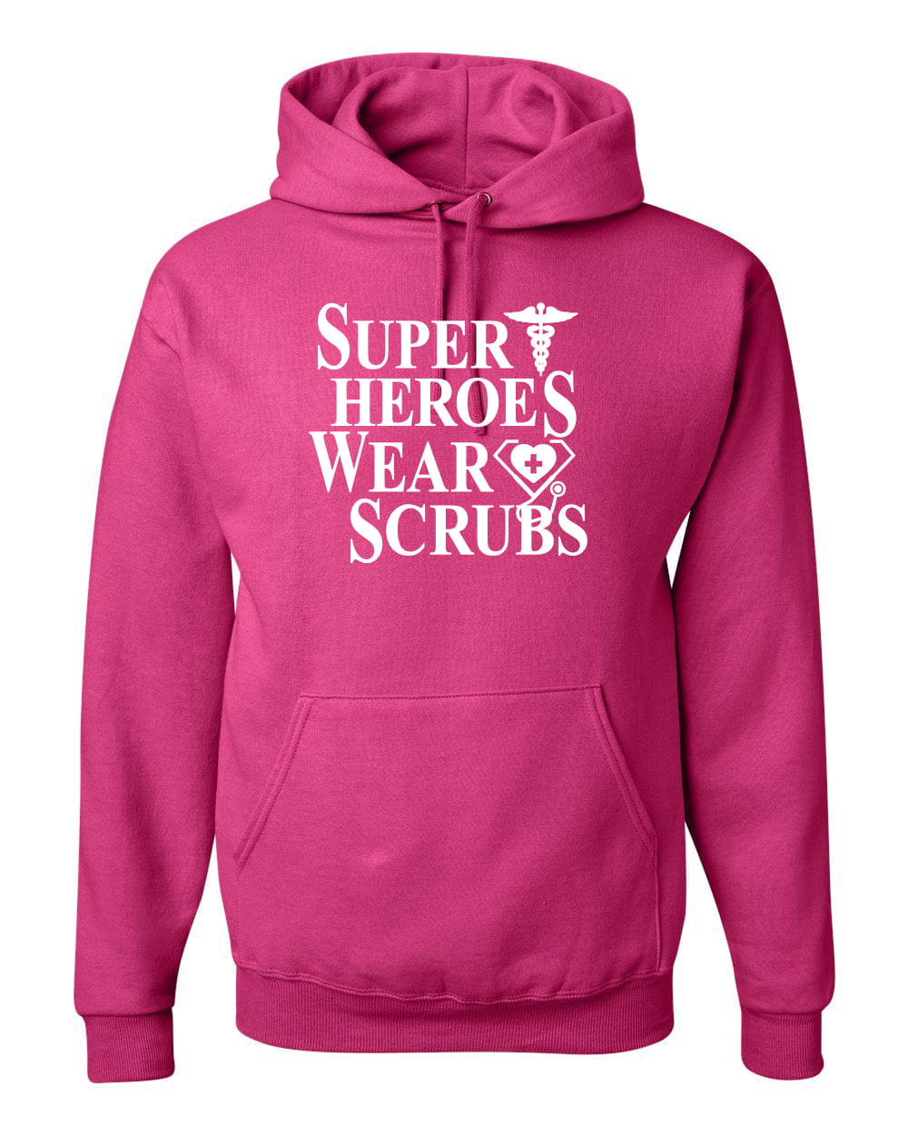 Real Heroes Wear Scrubs Women Long Sleeve Hoodie Black Hooded Sweatshirt 