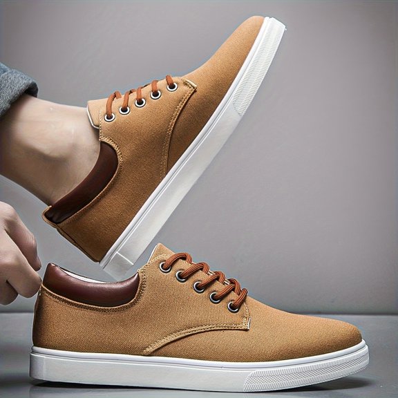 Men's Casual Sneakers - Slip-Resistant PVC Sole, Breathable Fabric Upper & Casual Attire - All-Season Comfortable Walking Shoes, Minimalist Style & Cushioned PU Insole - Lace-Up Design for Sports