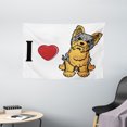thumbnail image 1 of Yorkie Tapestry, I Love Yorkshire Terrier Cute Dog Smiling Animal Tilted Head Love Print, Wall Hanging for Bedroom Living Room Dorm Decor, 60W X 40L Inches, Marigold Pale Grey, by Ambesonne, 1 of 2