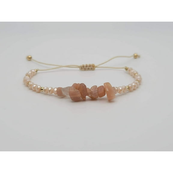 Peach Aventurine Chip Bracelet Handmade Genuine Crystal Bracelet