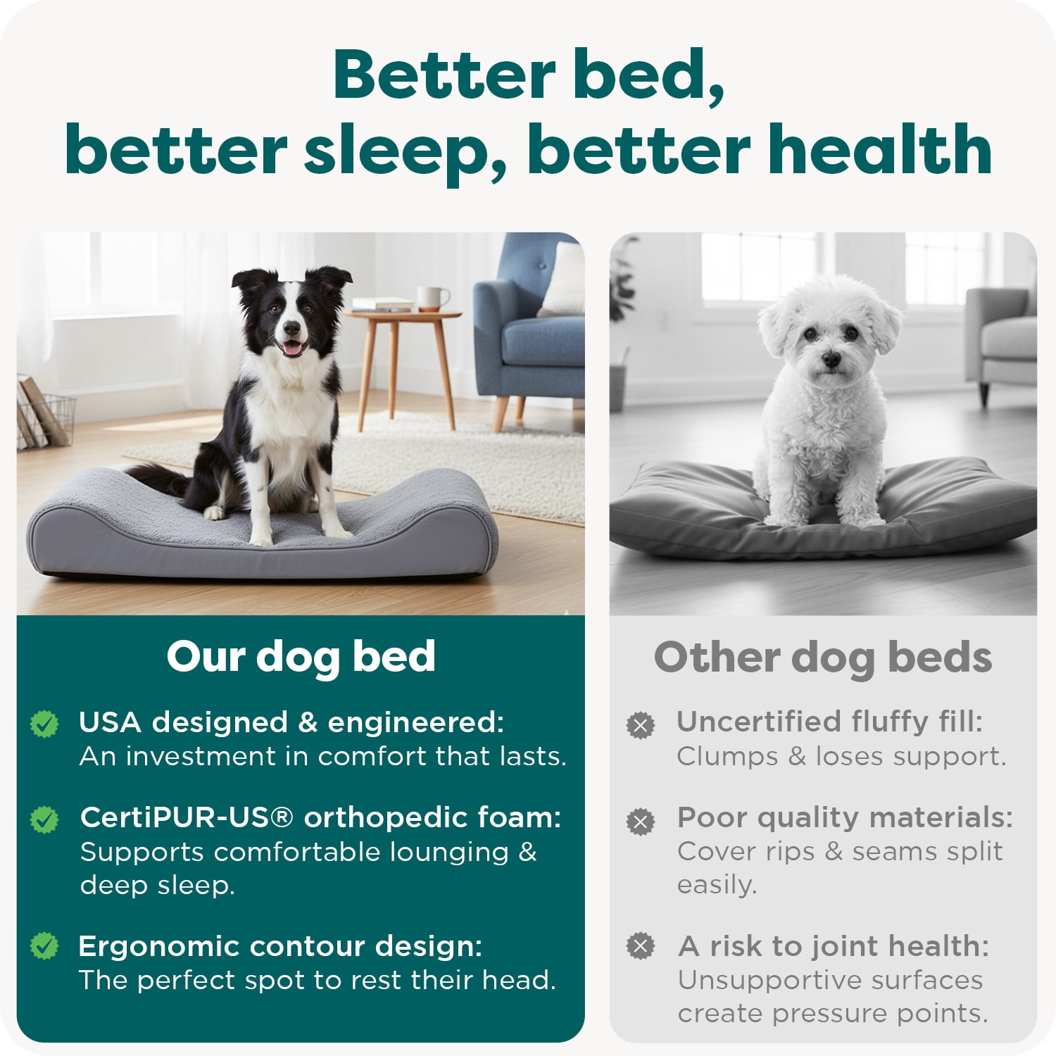 FurHaven Pet Dog Bed | Orthopedic Ultra Plush Luxe Lounger Pet Bed for Dogs & Cats, Gray, Large