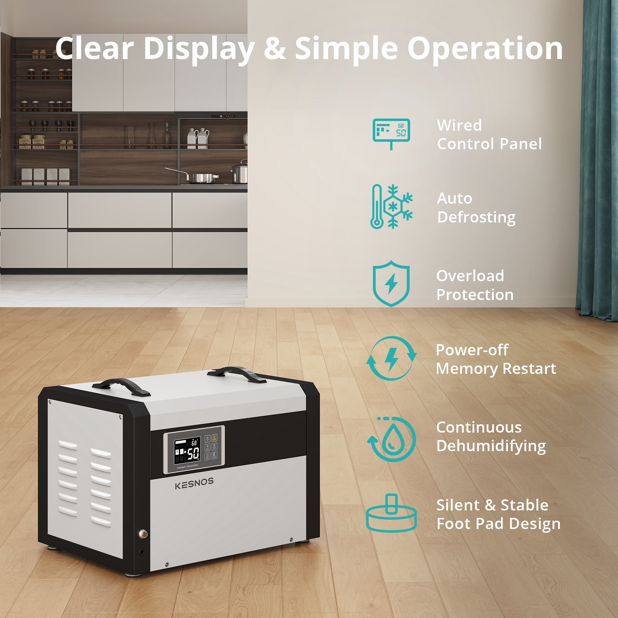 Waykar Kesnos 158 Pints Large Commercial Dehumidifier with Pump and Drain Hose for up to 7500 Sq. Ft. - 24 Hr Timer Ideal for Basements, Industrial Space, Crawlspace - Includes Remote Control