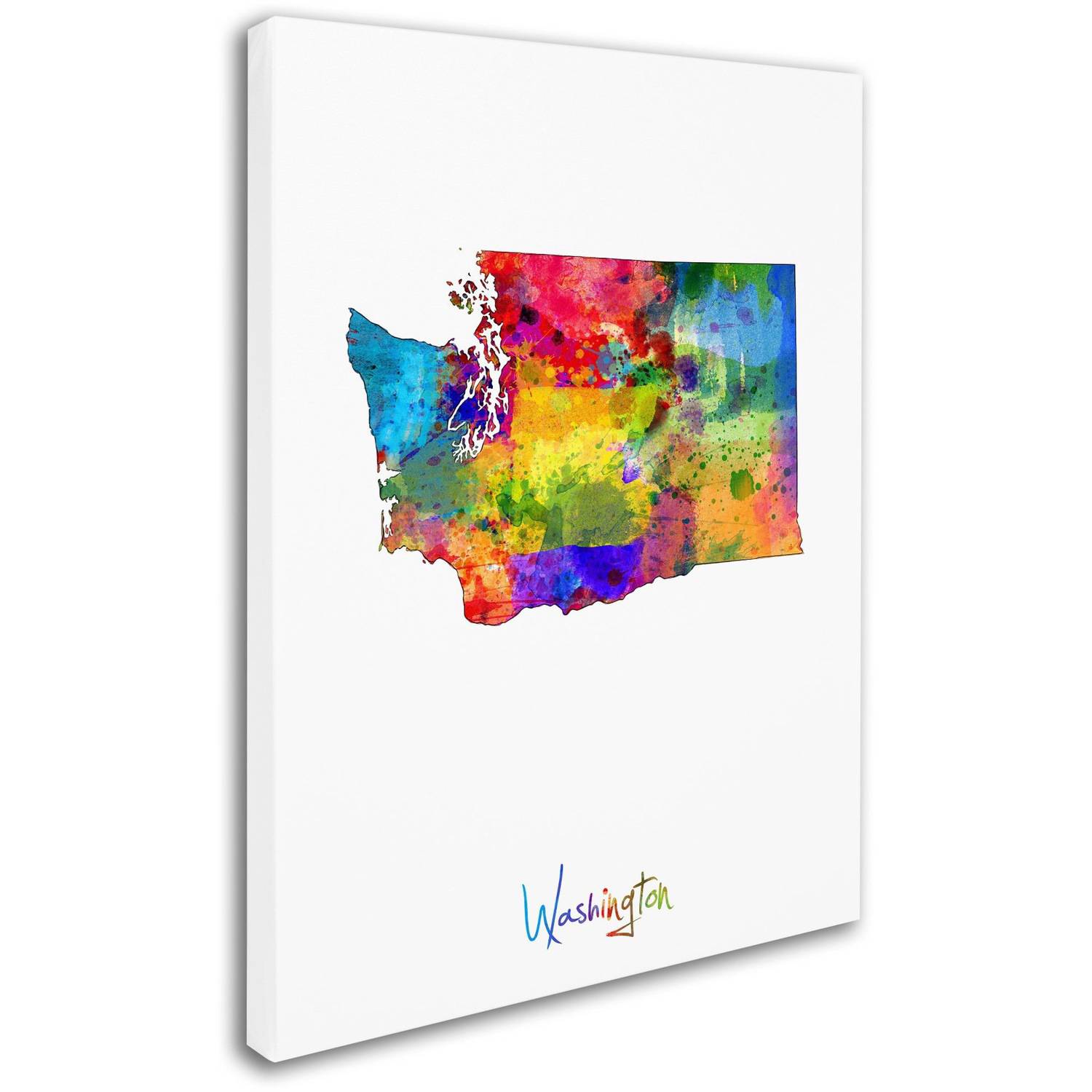 Trademark Fine Art "Washington Map" Canvas Art by Michael Tompsett