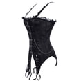 thumbnail image 4 of SAYFUT Women's Retro Corset Intimate Sexy Striped Gothic Corset Shapewear With G-string Black Size S-2XL, 4 of 7