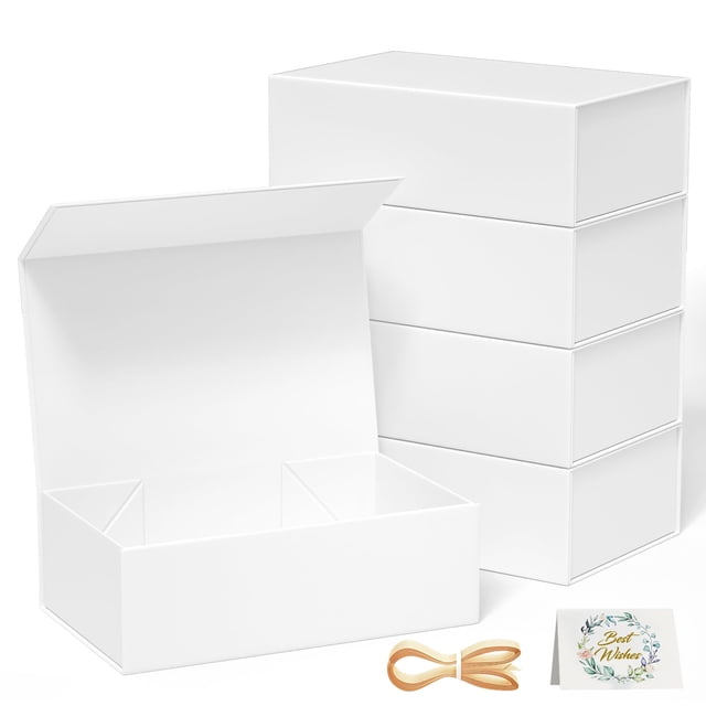 Caja de regalo RYDDOY blanca, paquete de 5 unidades, 24 x 15 x 7,5 cm, con cierre magnético