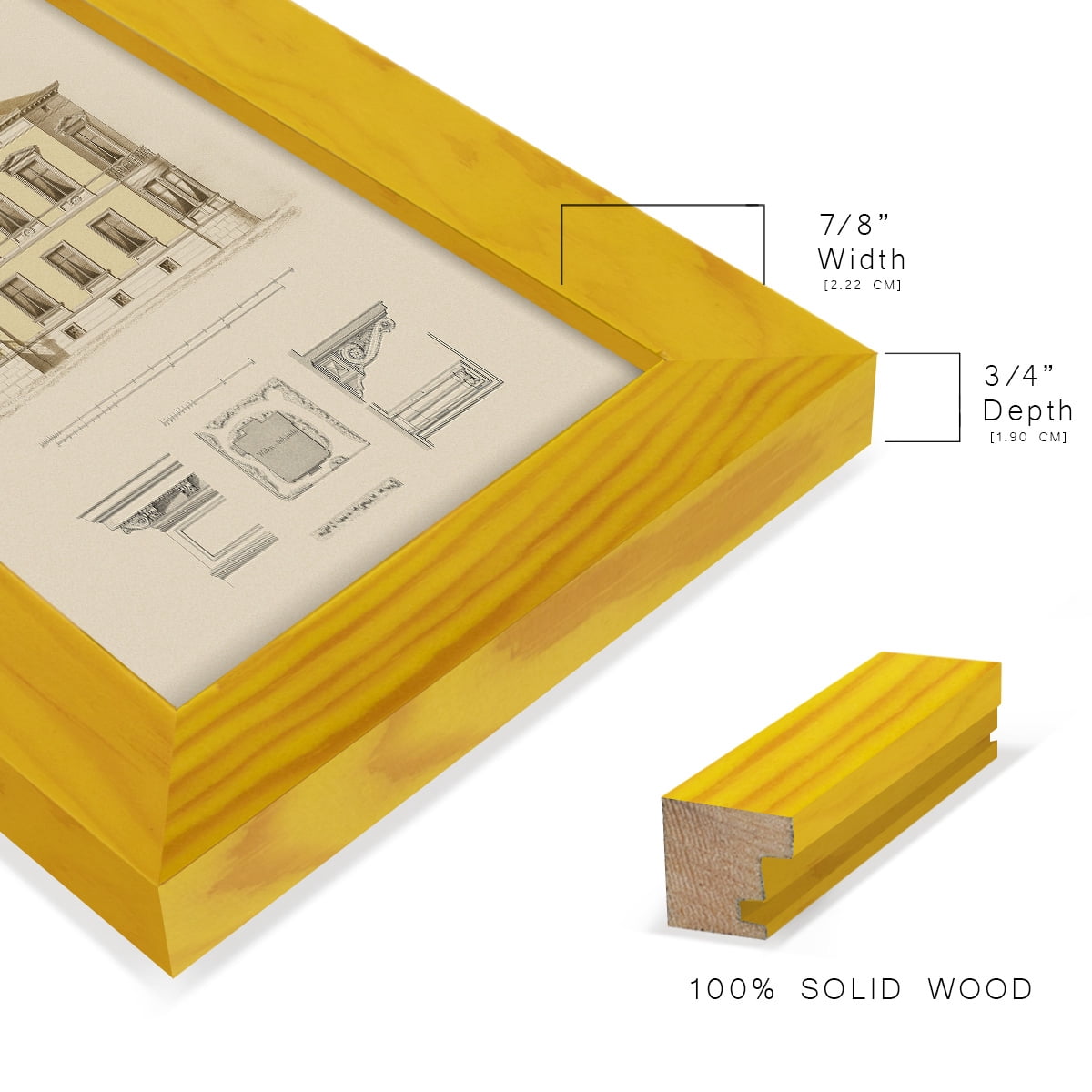 Estate and Plan VI -Framed Print w/glass-Sunflower Yellow